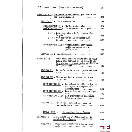 COURS DE DROIT CIVIL, Capacité 2e année, 1953-1954