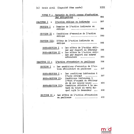 COURS DE DROIT CIVIL, Capacité 2e année, 1953-1954