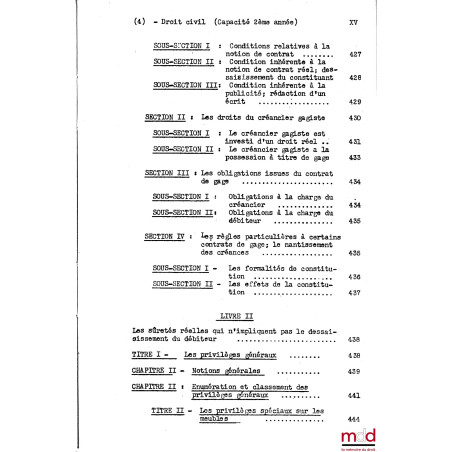 COURS DE DROIT CIVIL, Capacité 2e année, 1953-1954