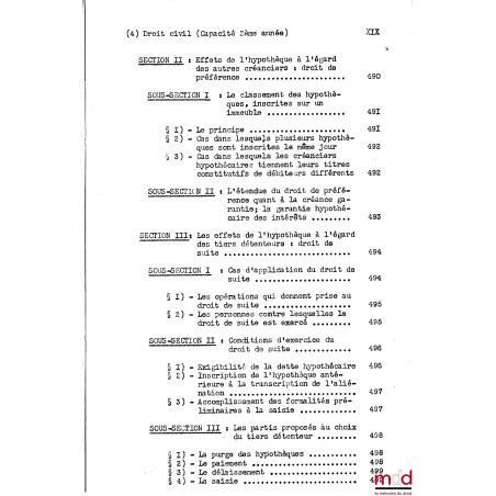 COURS DE DROIT CIVIL, Capacité 2e année, 1953-1954