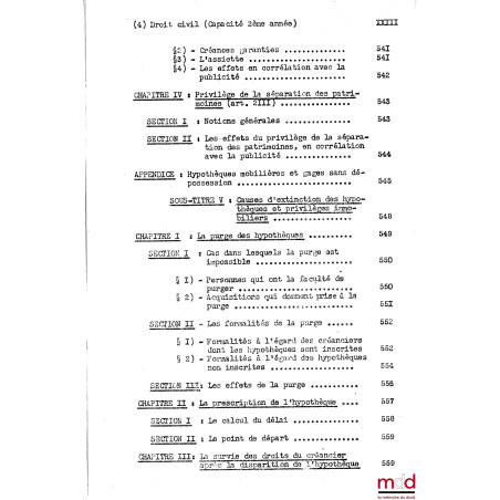 COURS DE DROIT CIVIL, Capacité 2e année, 1953-1954