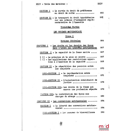 COURS DE DROIT CIVIL, Capacité 2e année, 1953-1954
