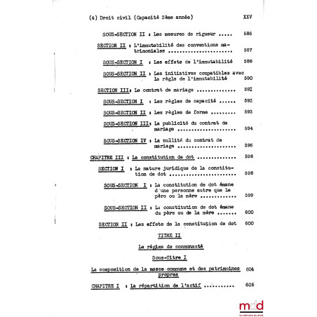 COURS DE DROIT CIVIL, Capacité 2e année, 1953-1954
