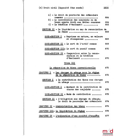 COURS DE DROIT CIVIL, Capacité 2e année, 1953-1954