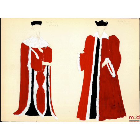 COSTUMES DE MAGISTRATS DE L’ANCIEN RÉGIME (président de Parlement / Conseiller au Parlement), projet de costumes de théatre