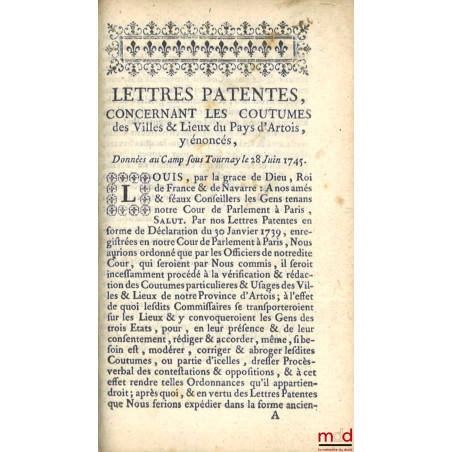 COUTUMES GÉNÉRALES DU PAYS ET COMTÉ D?ARTOIS, Ressors et enclavemens ; COUTUME PARTICULIÈRE DE HAM, Du 9 d?avril 1570. Extrai...
