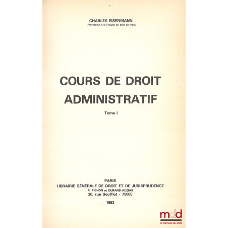 COURS DE DROIT ADMINISTRATIF