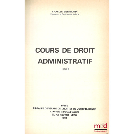 COURS DE DROIT ADMINISTRATIF