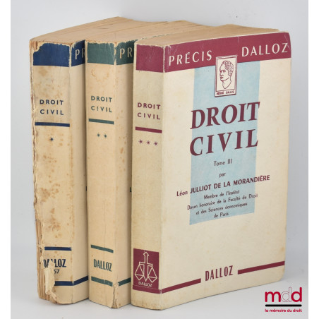 PRÉCIS DE DROIT CIVIL publié d?après le Cours élémentaire de Droit civil français d?Ambroise Colin et Henri Capitant, coll. P...