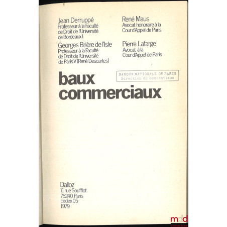 BAUX COMMERCIAUX, coll. Manuel Dalloz de droit usuel