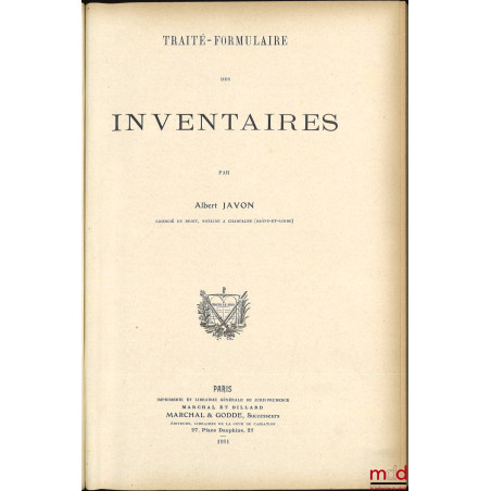 TRAITÉ-FORMULAIRE DES INVENTAIRES