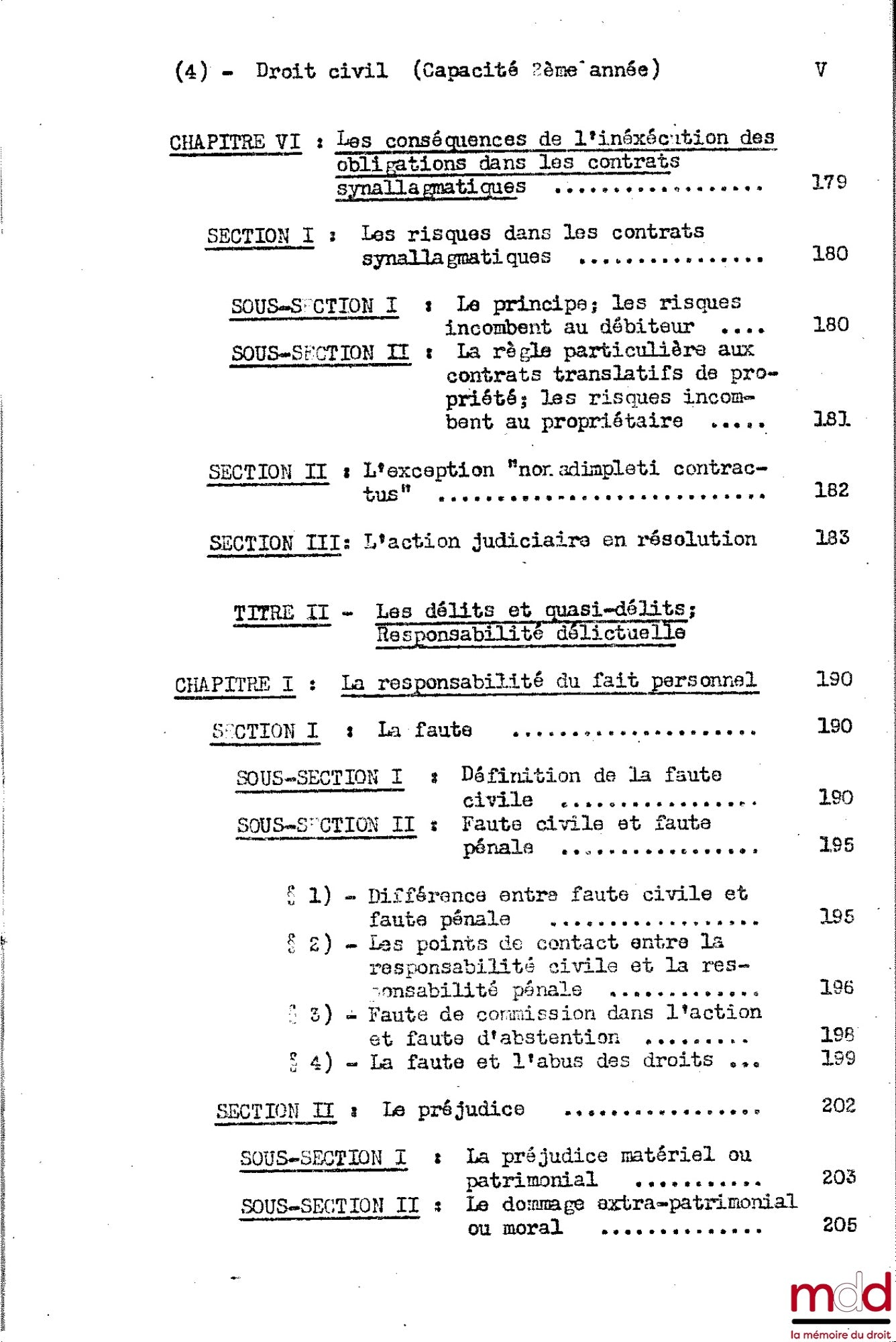 DESBOIS (Henri) – COURS DE DROIT CIVIL, Capacité 2e année, 1953-1954