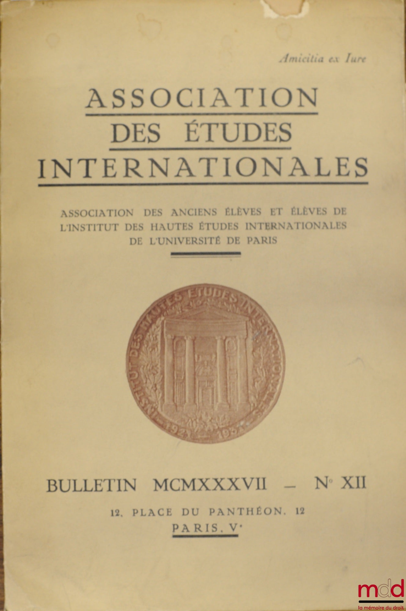 [Périodique] – Association des Études internationales, Bulletin n° XII, 1937