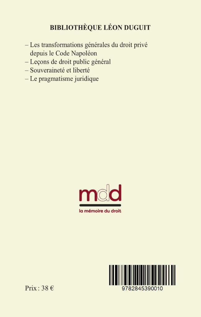 DUGUIT (Léon) – LES TRANSFORMATIONS DU DROIT PUBLIC 2e tirage  Réimpression de l’éd. de 1913 chez Armand Colin