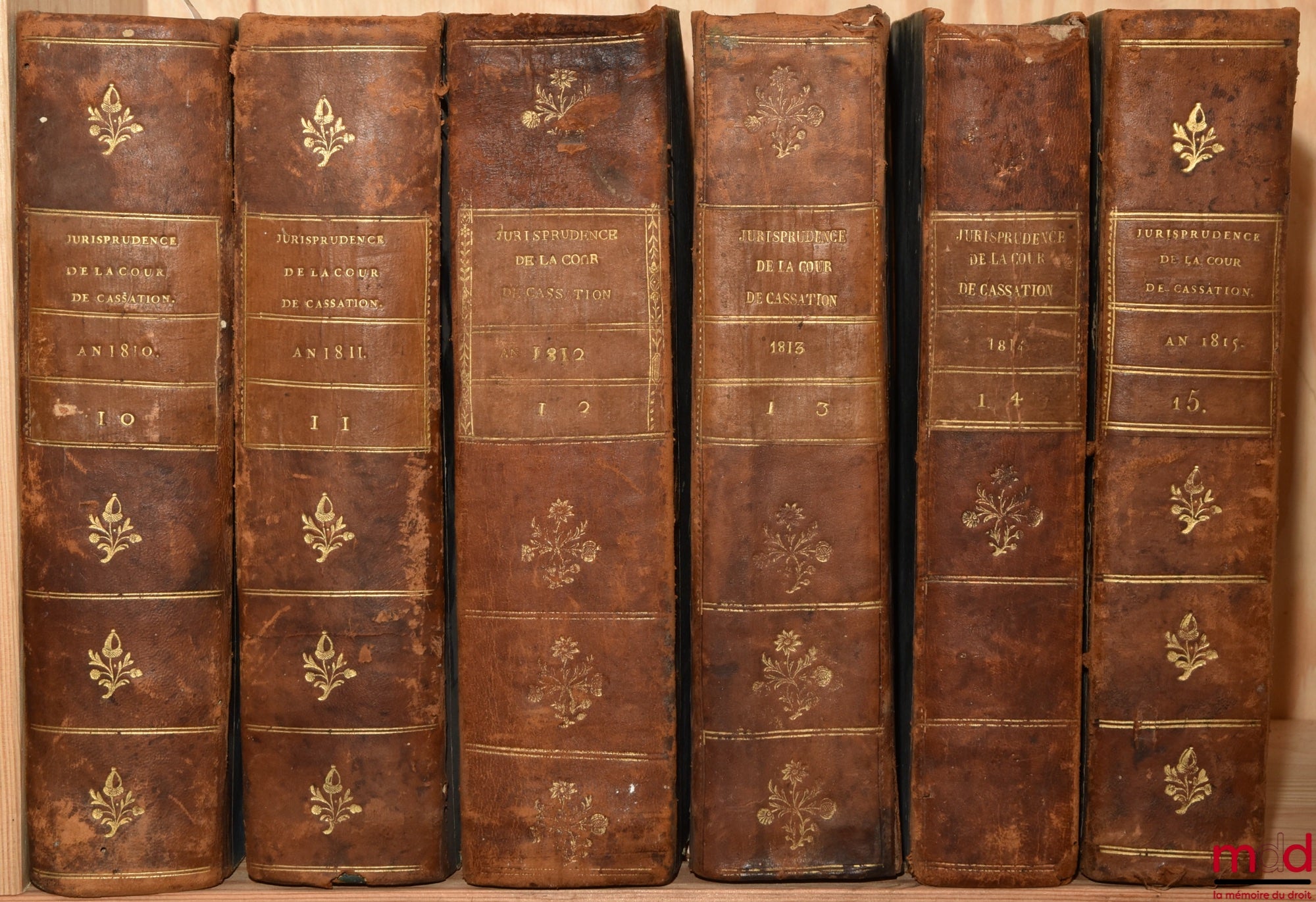 SIREY (Jean-Baptiste) – RECUEIL GÉNÉRAL DES LOIS ET DES ARRÊTS EN MATIÈRE CIVILE, CRIMINELLE, COMMERCIALE, ET DE DROIT PUBLIC, DEPUIS L’AVÈNEMENT DE NAPOLÉON, Ière partie (JURISPRUDENCE) & IIème partie (LOIS), t. X (an 1810) à t. XV (1815)