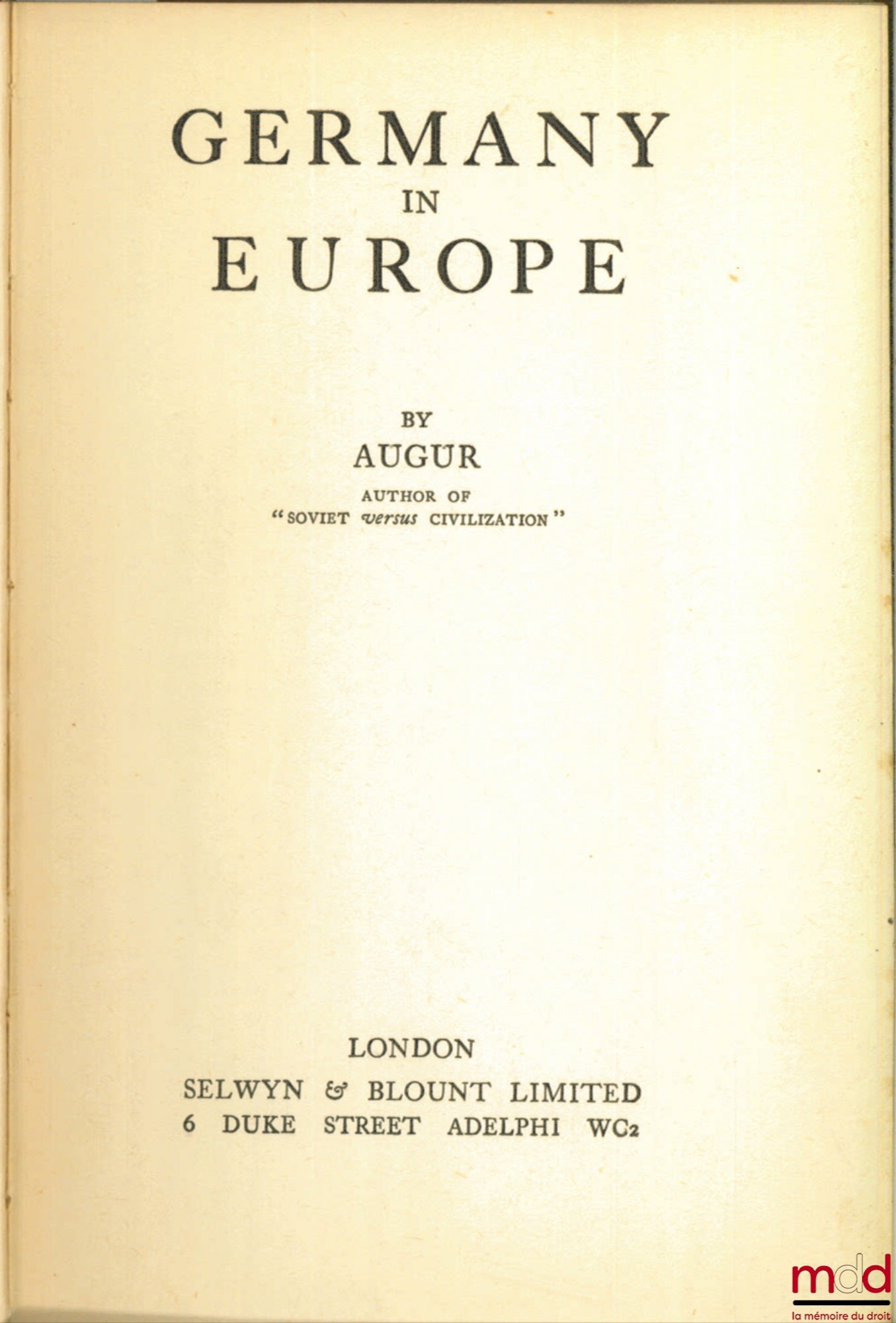 AUGUR – GERMANY IN EUROPE