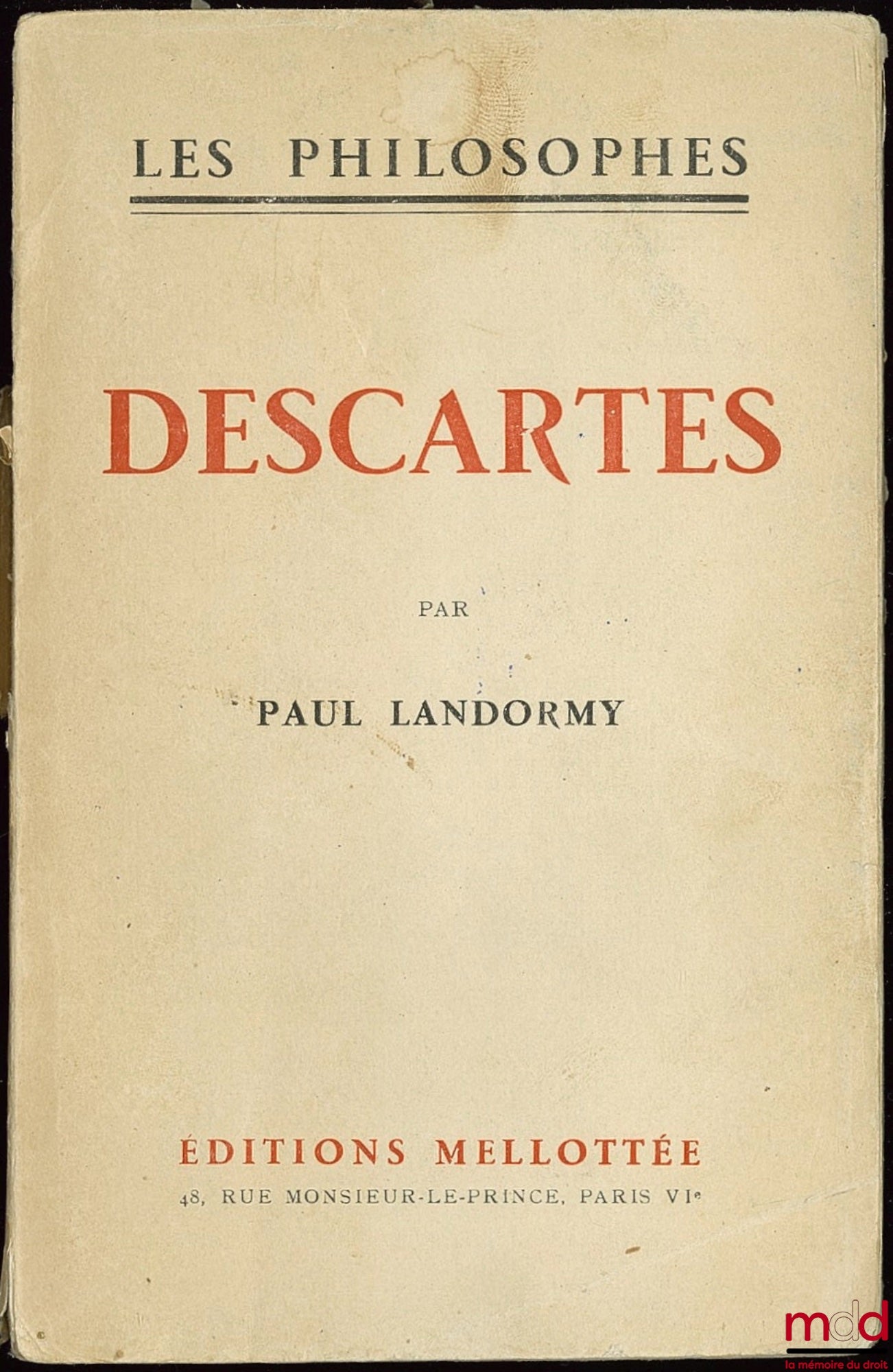 LANDORMY (Paul) – DESCARTES, coll. The Philosophers