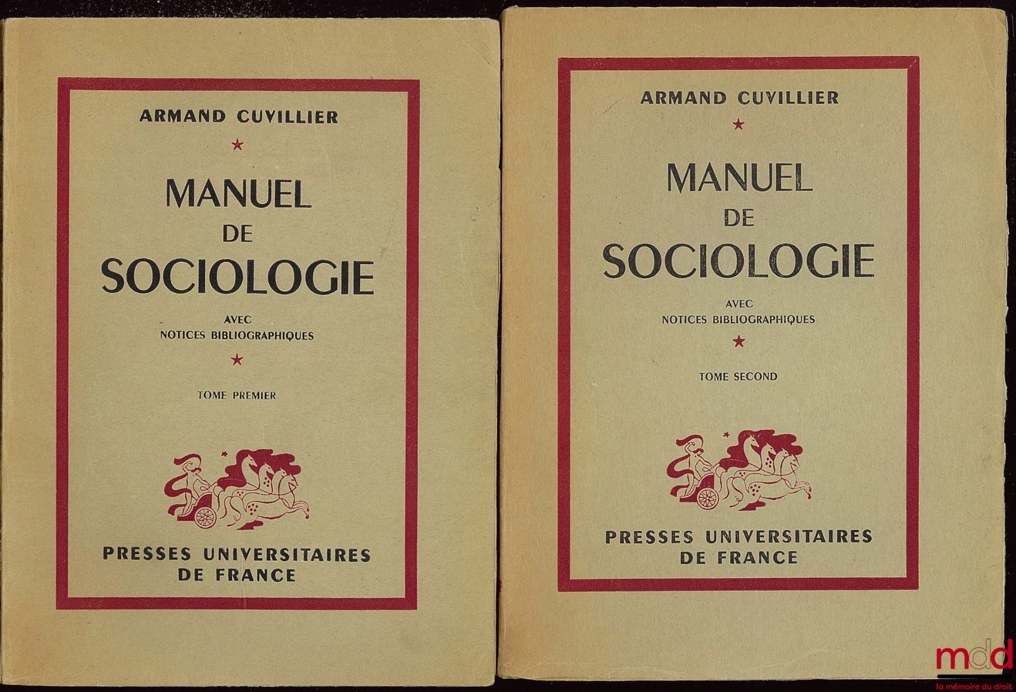 CUVILLIER (Armand) – MANUEL DE SOCIOLOGIE, avec notices bibliographiques