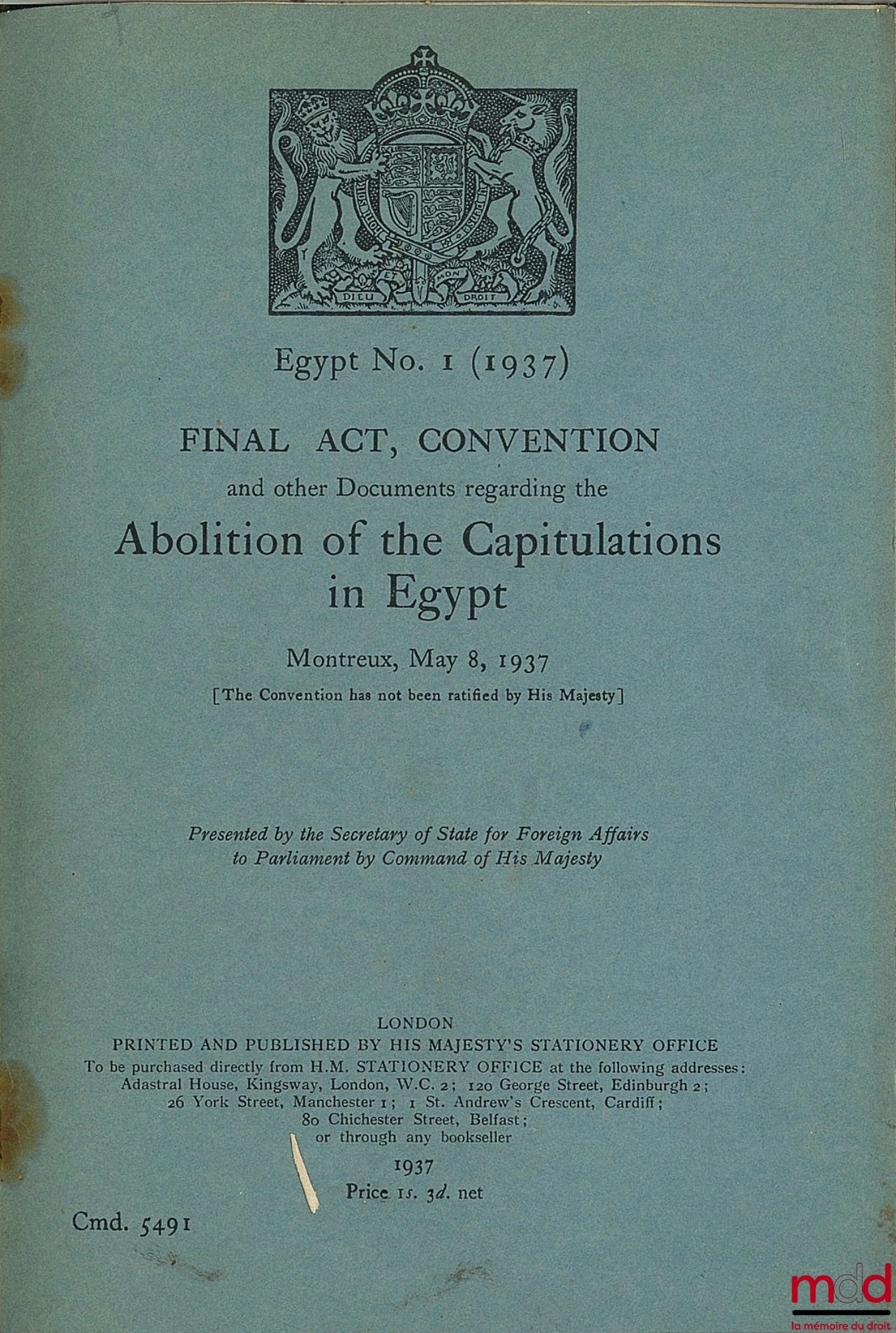 [Droit des Gens - Zimmern, Kopelmans, Blondeau, Cassin et alii] – DROIT DES GENS - INTRODUCTION - SOURCES (1931 - 1938)[titre de la reliure]