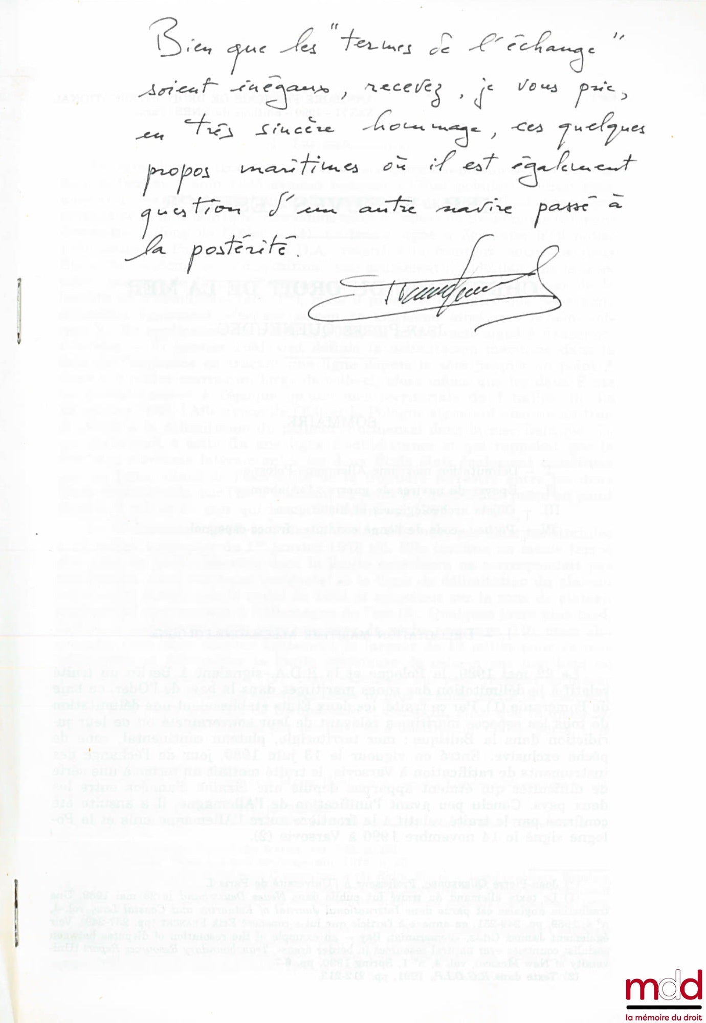QUENEUDEC (Jean-Pierre) – CHRONICLE OF THE LAW OF THE SEA, extract from the French Yearbook of International Law, vol. XXXVI, 1990
