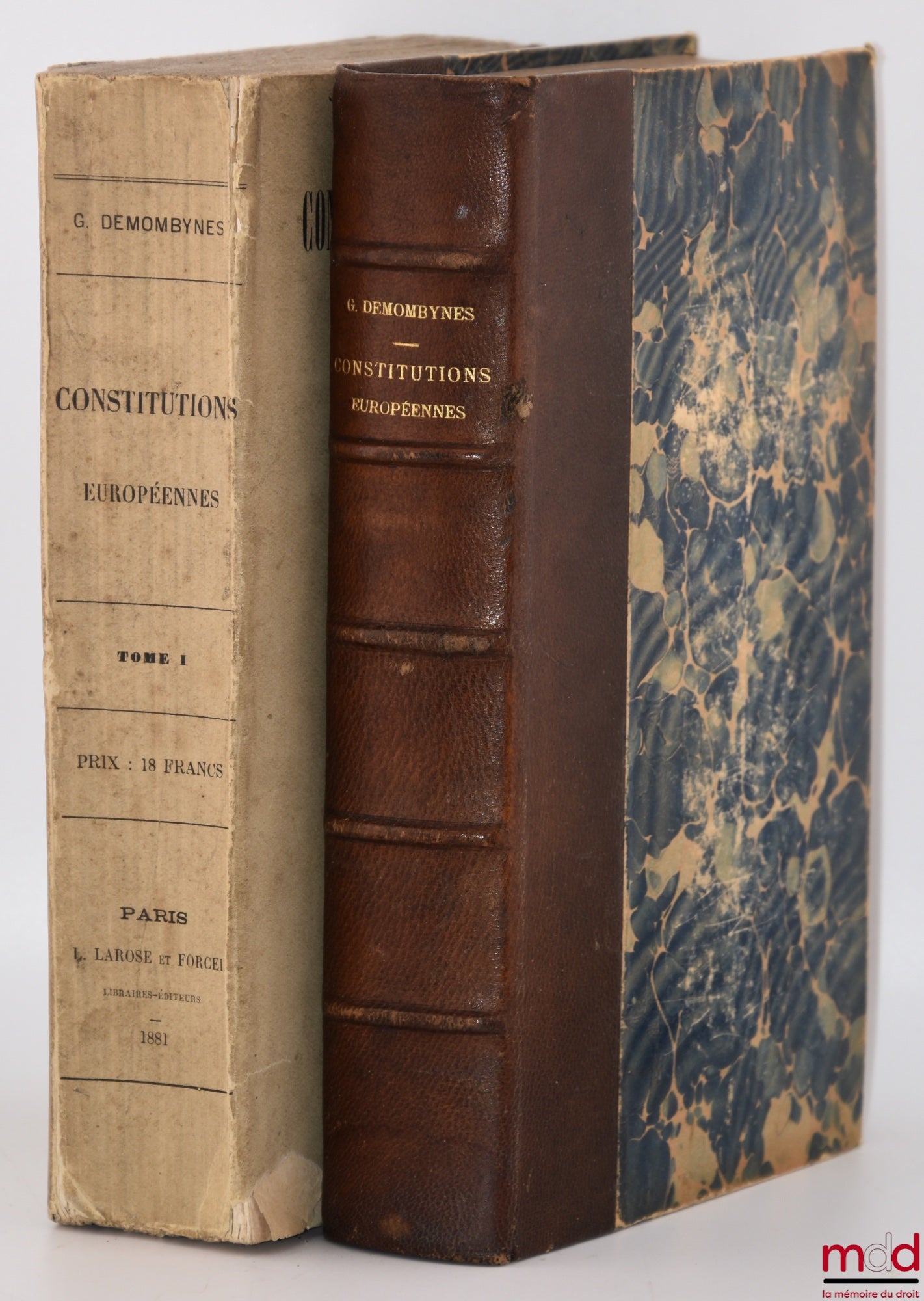 DEMOMBYNES (G.) – LES CONSTITUTIONS EUROPÉENNES, Parlements, Conseil Provinciaux et Communaux et Organisation Judiciaire dans les divers états de l’Europe, avec une notice sur le congrès des États-Unis d’Amérique