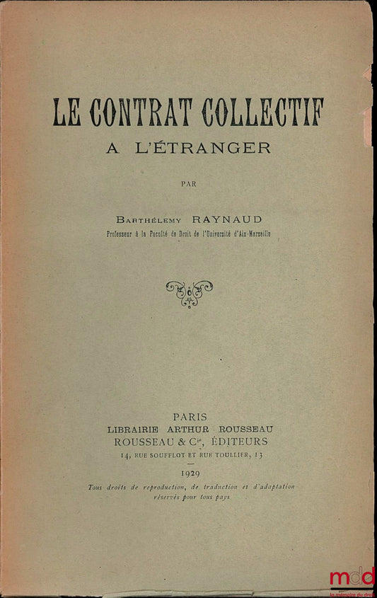 RAYNAUD (Barthélemy) – LE CONTRAT COLLECTIF À L’ÉTRANGER