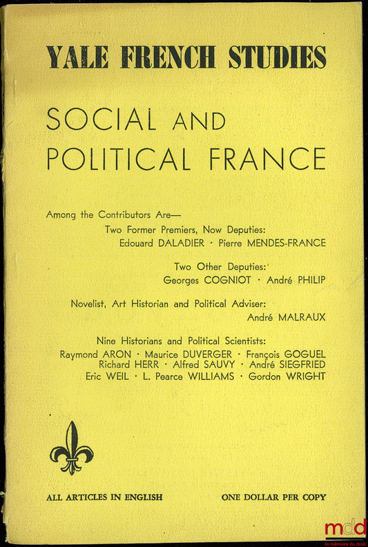 [Collectif] – SOCIAL AND POLITICAL FRANCE, coll. Yale French Studies
