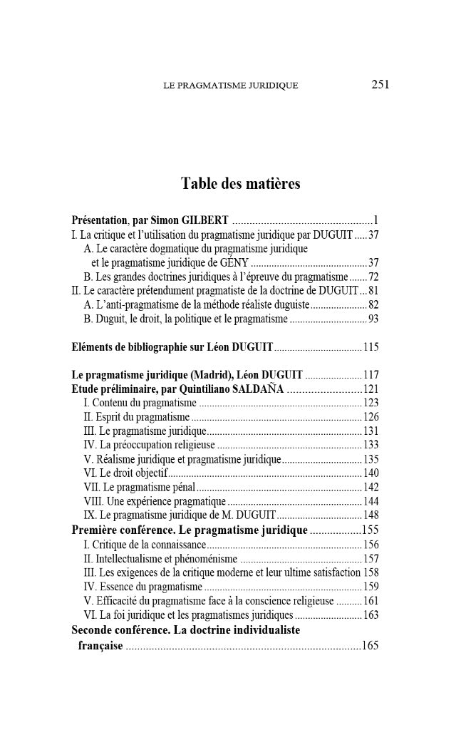 DUGUIT (Léon) – LE PRAGMATISME JURIDIQUE  Conférences prononcées à Madrid, Lisbonne & Coïmbre (1923)   Présentation et traduction (Conférence de Madrid) par Simon GILBERT