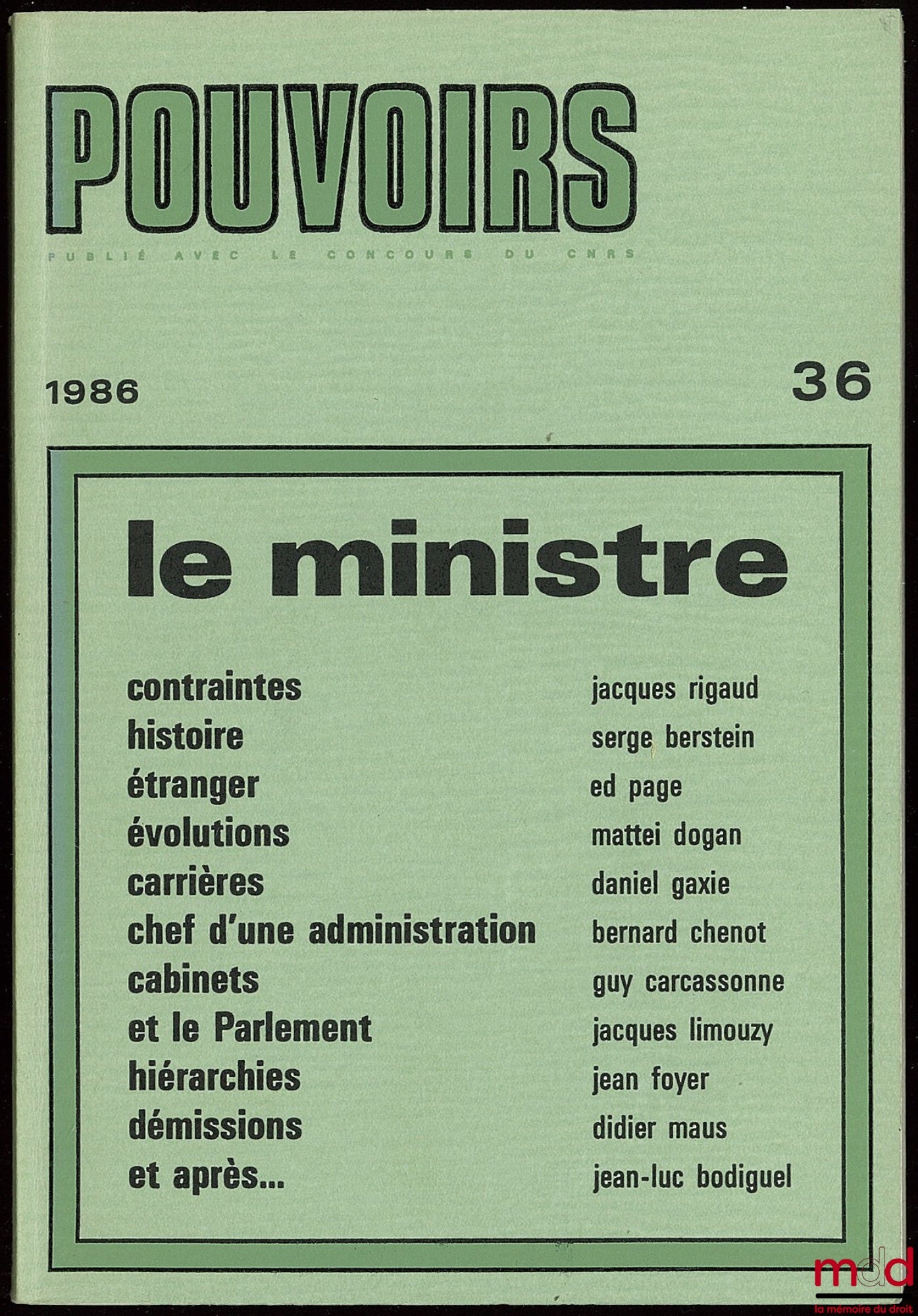 [Pouvoirs] – LA REPRÉSENTATION PROPORTIONNELLE. Pouvoirs n° 36 Revue française d’études constitutionnelles et politiques