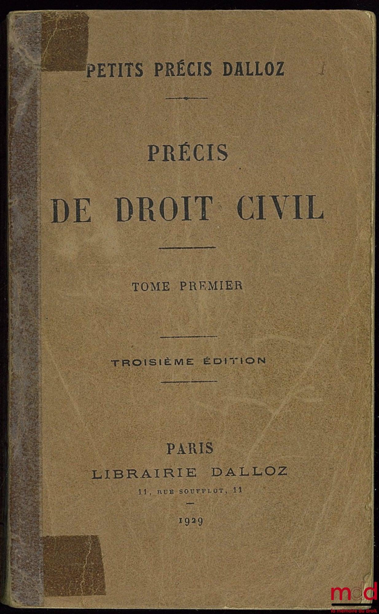 COLIN (Ambroise) et CAPITANT (Henri) – PRÉCIS DE DROIT CIVIL, t. I, 3ème éd.