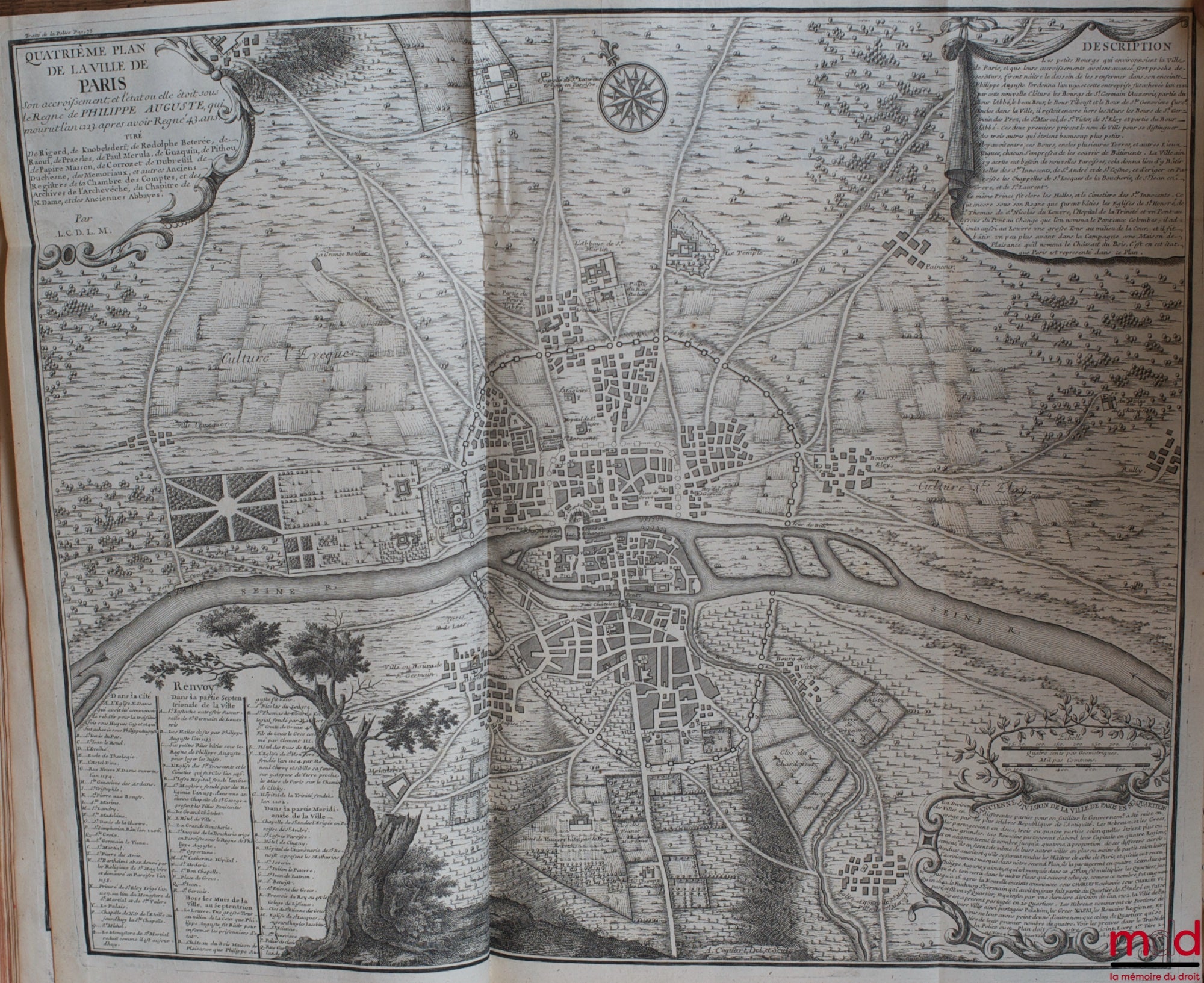 DELAMARE (Nicolas) – TRAITÉ DE LA POLICE OÙ L’ON TROUVERA L’HISTOIRE DE SON ÉTABLISSEMENT LES FONCTIONS ET LES PRÉROGATIVES DE SES MAGISTRATS, TOUTES LES LOIS ET TOUS LES RÈGLEMENTS QUI LA CONCERNENT. On y a joint une description historique et topographiq