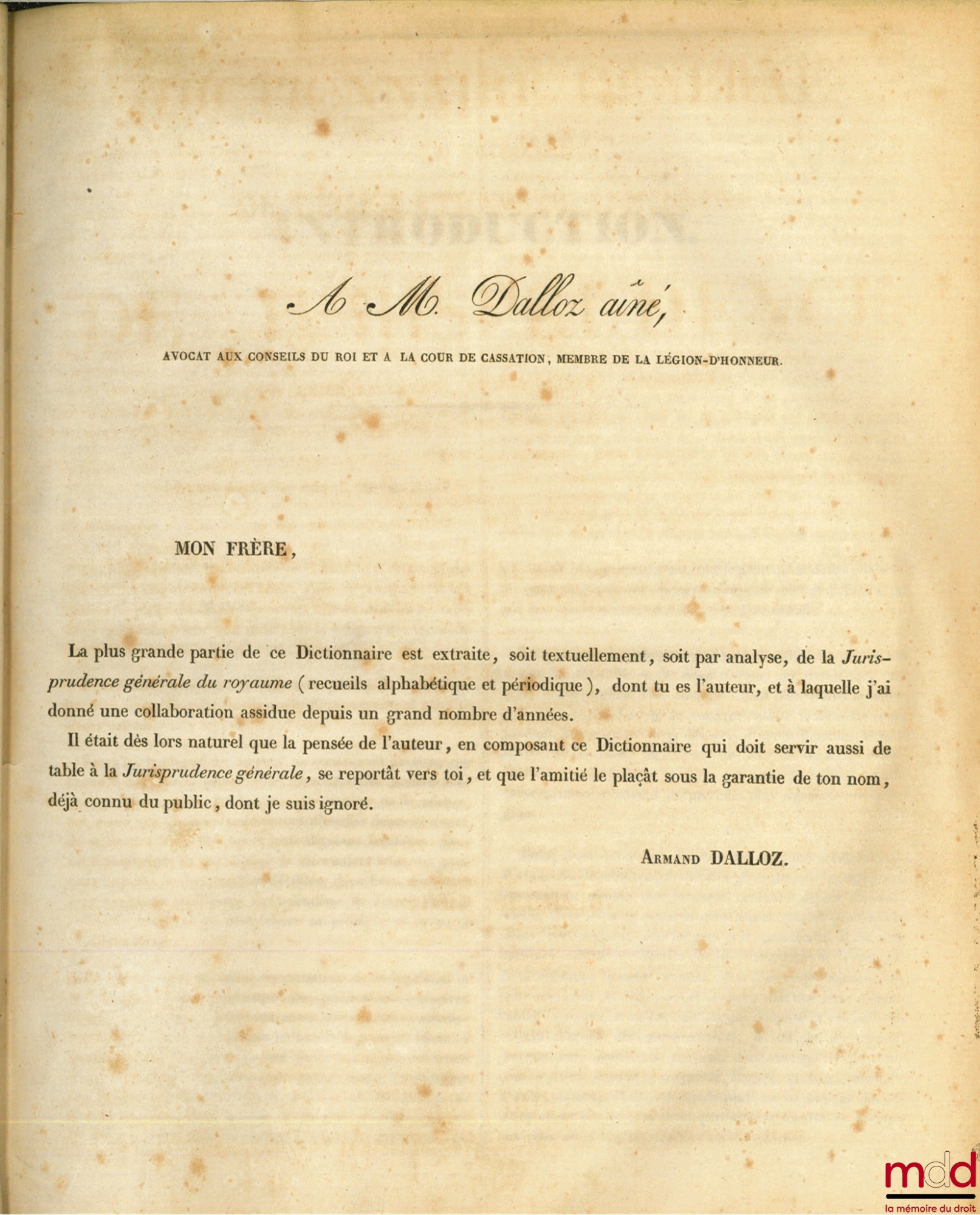 DALLOZ (Armand) et alii – DICTIONNAIRE GÉNÉRAL ET RAISONNÉ DE LÉGISLATION, DE DOCTRINE ET DE JURISPRUDENCE EN MATIÈRE CIVILE, COMMERCIALE, CRIMINELLE ADMINISTRATIVE ET DE DROIT PUBLIC