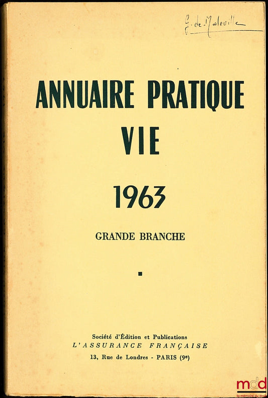 ANNUAIRE PRATIQUE VIE 1963, Grande Branche