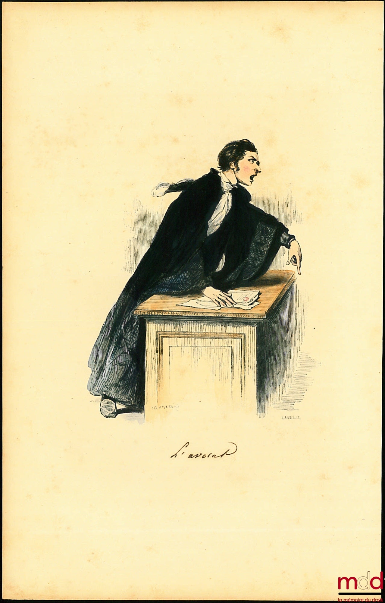 L’AVOCAT, Planche hors texte d'illustration dans « Les Français peints par eux-mêmes », dessiné par Pierre GAVARNI et gravé par Eugène LAVIEILLE