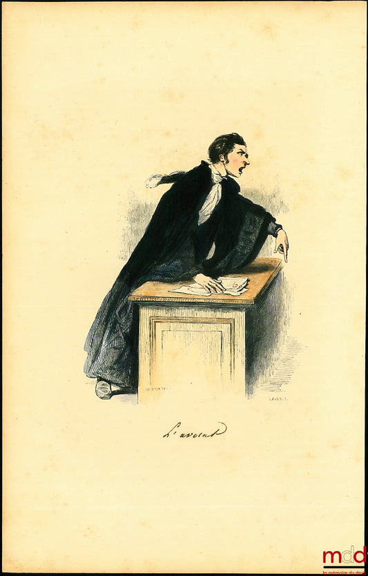 L’AVOCAT, Planche hors texte d'illustration dans « Les Français peints par eux-mêmes », dessiné par Pierre GAVARNI et gravé par Eugène LAVIEILLE