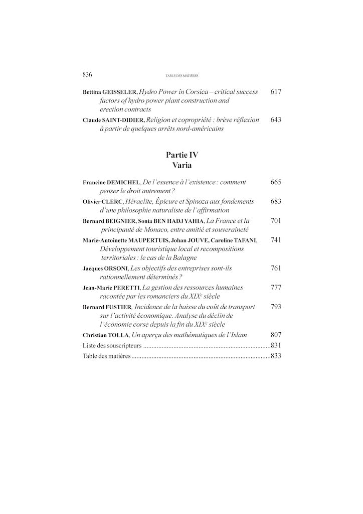 MÉLANGES EN L’HONNEUR DU PROFESSEUR JEAN-YVES COPPOLANI  Contributions réunies par Florence JEAN & Claude SAINT-DIDIER avec la collaboration de Jeanne LALEURE   Avec le soutien de l’Université de Corse