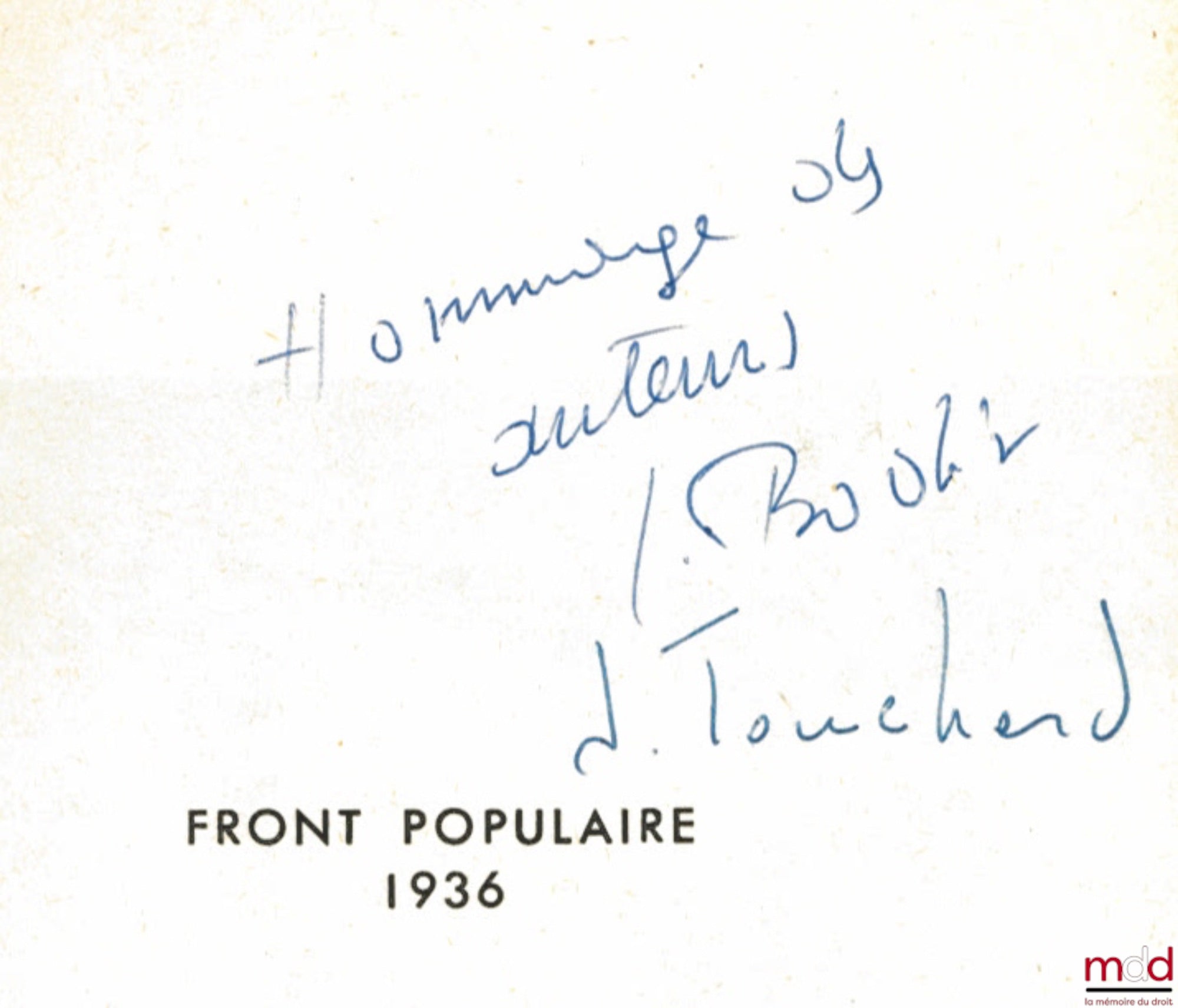 BODIN (Louis) et TOUCHARD (Jean) – FRONT POPULAIRE 1936