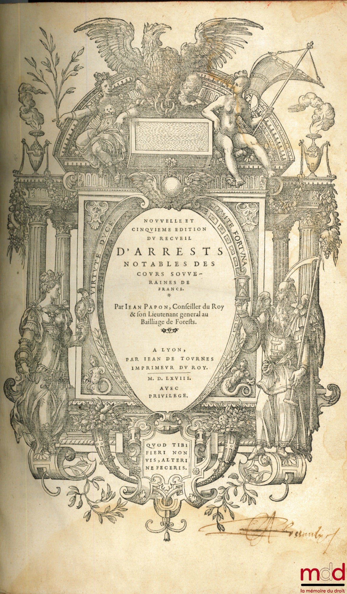 PAPON (Jean) – NOUVELLE ET CINQUIÈME EDITION DU RECUEIL D’ARRESTS NOTABLES DES COURS SOUVERAINES DE FRANCE