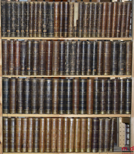 [Tribunal de Commerce] – JOURNAL DES TRIBUNAUX DE COMMERCE renfermant l’exposé complet de la jurisprudence et de la doctrine des auteurs en matière commerciale, par MM. Teulet et Camberlin, de 1852 [tête de collection] à 1937 (mq. 1921) ; TABLE GÉNÉRALE D