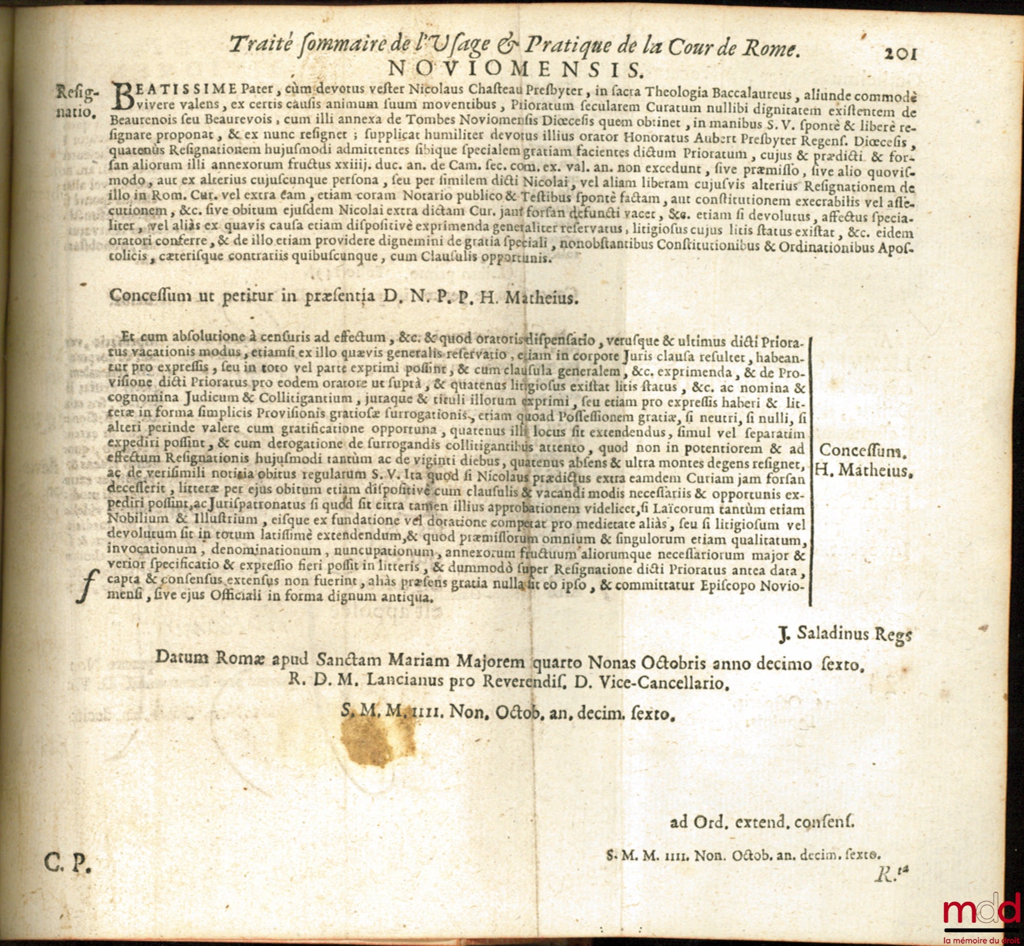 PERARD-CASTEL (François) et NOYER (Guillaume) – TRAITÉ DE L’USAGE ET PRATIQUE DE LA COUR DE ROME POUR L’EXPÉDITION DES SIGNATURES & PROVISIONS DES BÉNÉFICES DE FRANCE, Nouvelle édition, augmentée d’un grand nombre de Remarques, d’un Traité pour la facilit