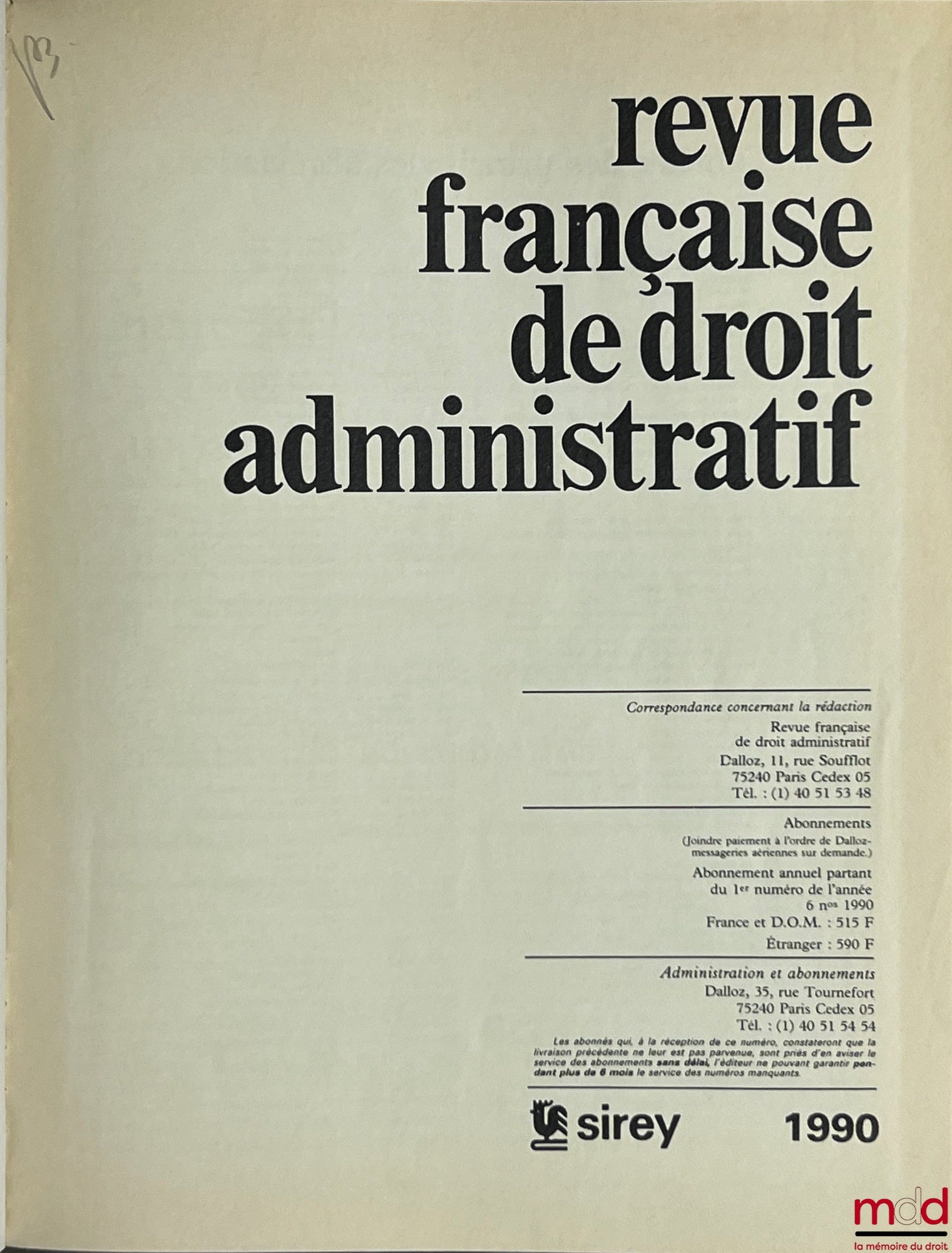 [RFDA] – REVUE FRANÇAISE DE DROIT ADMINISTRATIF, de 1990 à 2015