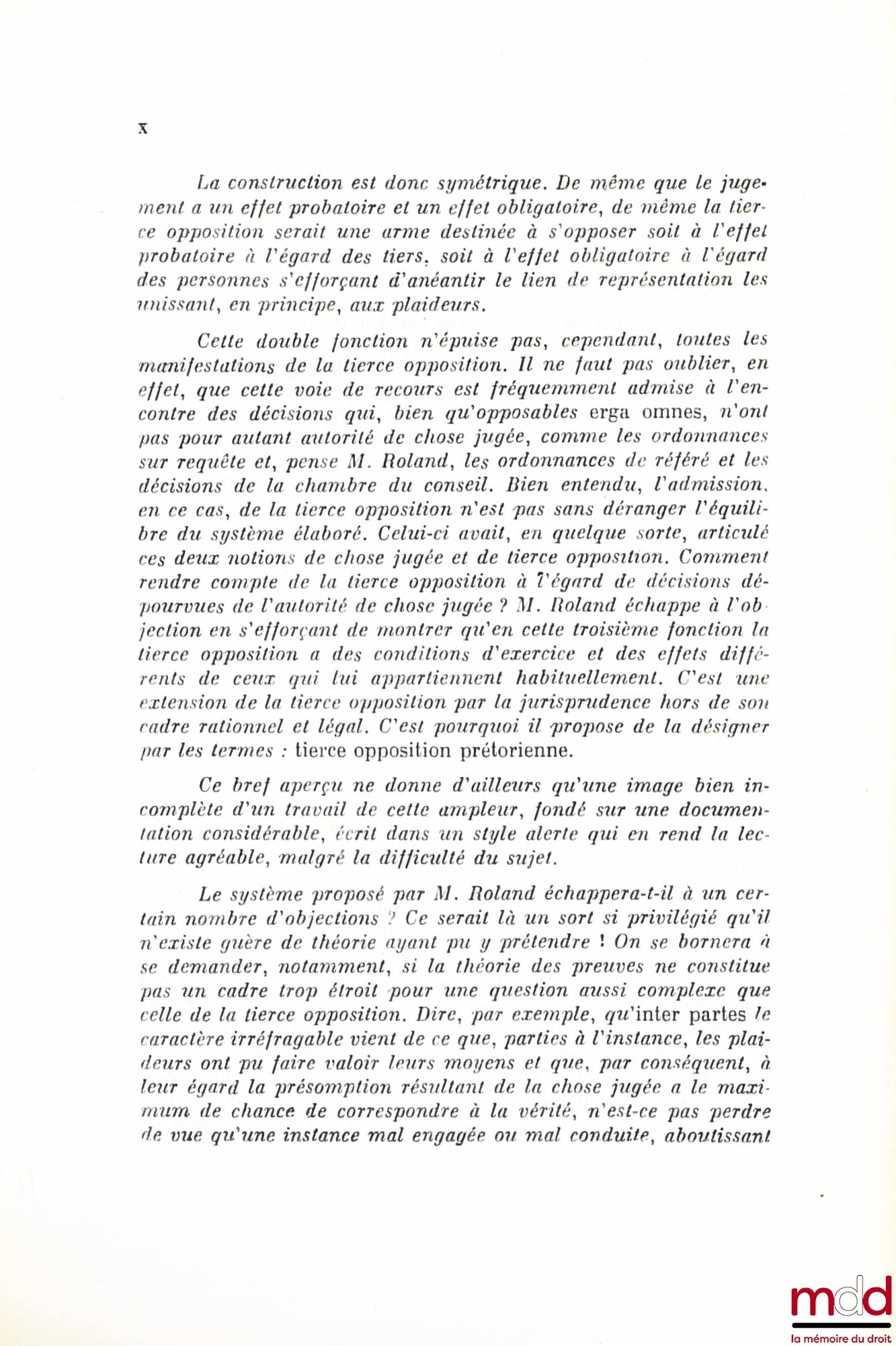 ROLAND (Henri) – CHOSE JUGÉE ET TIERCE OPPOSITION, Préface de Boris Starck, Bibl. de droit privé, t. XIII