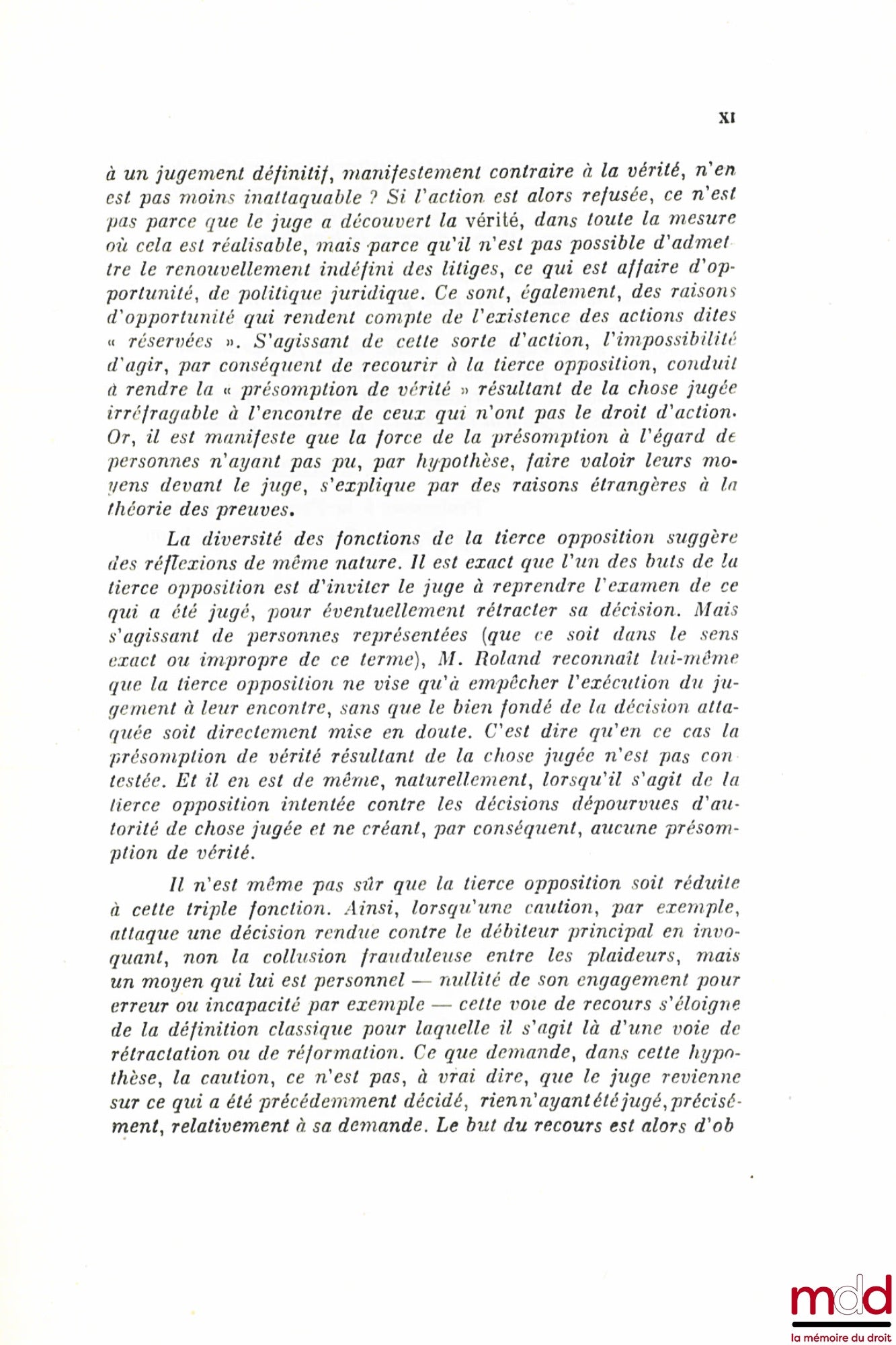 ROLAND (Henri) – CHOSE JUGÉE ET TIERCE OPPOSITION, Préface de Boris Starck, Bibl. de droit privé, t. XIII