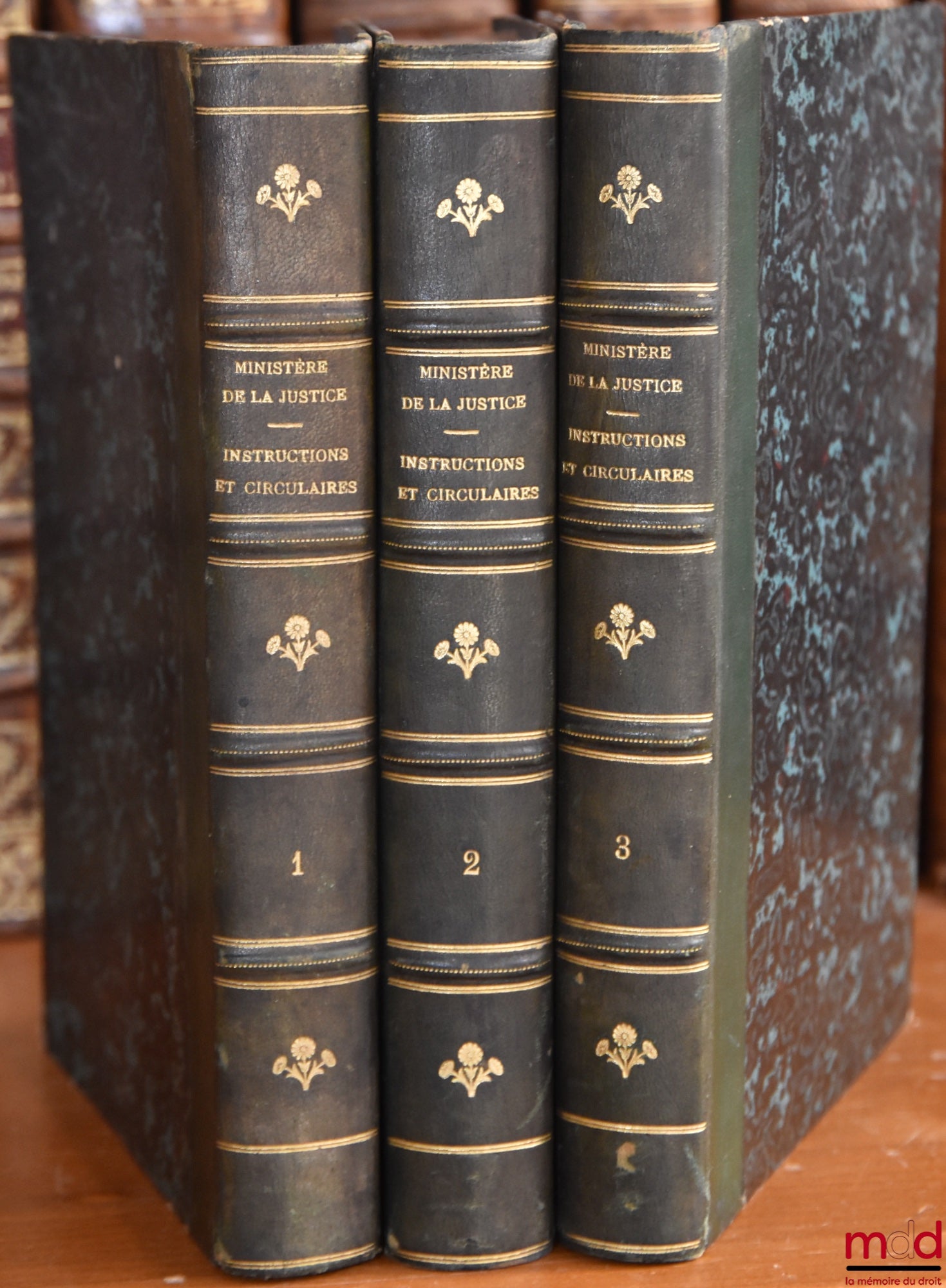 RECUEIL OFFICIEL DES INSTRUCTIONS ET CIRCULAIRES DU MINISTÈRE DE LA JUSTICE, publié par les ordres du Garde des Sceaux, Ministre de la Justice, t. I : 1790 à 1840, t. II : 1841 à 1862 & t. III : 1863 à 1875
