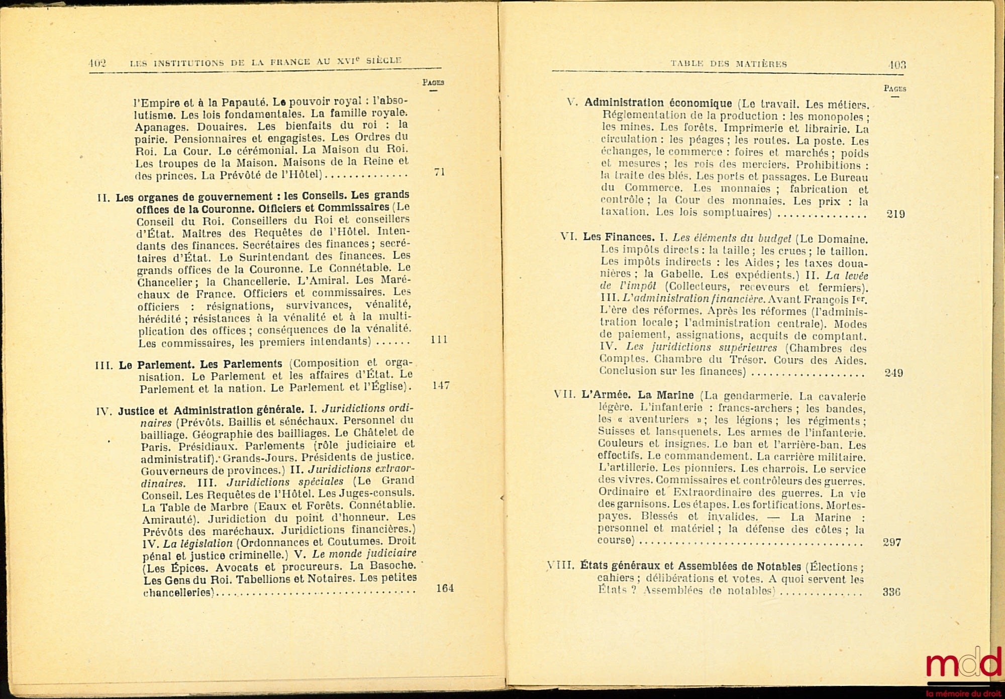 ZELLER (Gaston) – LES INSTITUTIONS DE LA FRANCE AU XVIe SIÈCLE