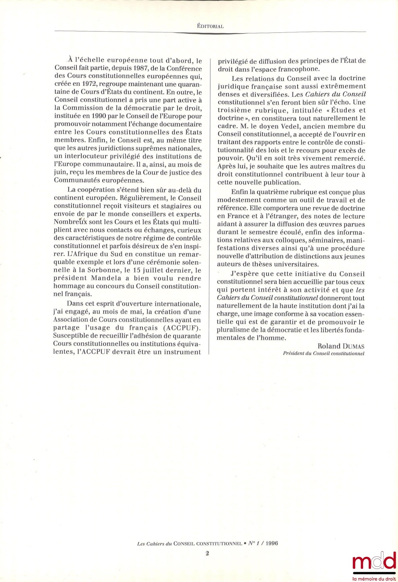 [Conseil constitutionnel] – LES [NOUVEAUX] CAHIERS DU CONSEIL CONSTITUTIONNEL, du n° 1 (1996 - Tête de collection) au n° 59 (avril 2018) [mq. 4 fasc.]