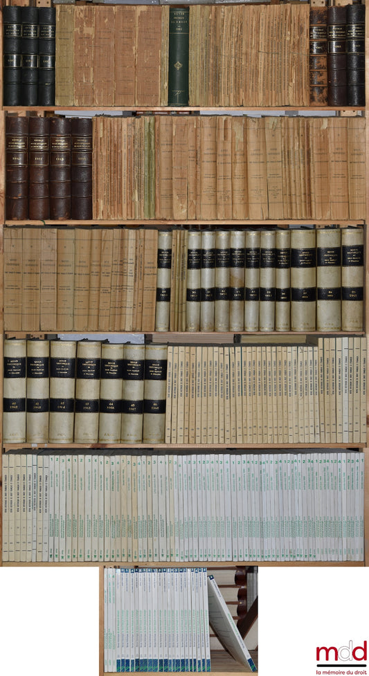 [RHDFE] – NOUVELLE REVUE HISTORIQUE DE DROIT FRANÇAIS ET ÉTRANGER, fondée en 1855 par MM. É. Laboulaye, E. de Rozière, R. Dareste et C. Ginouilhac, Publié avec le concours du centre National de la Recherche Scientifique, de 1883 (7e année) à 2003