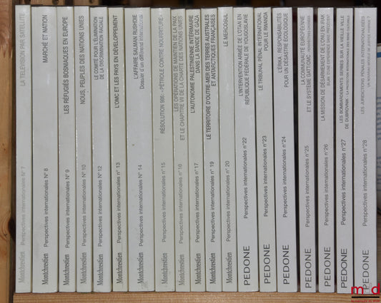 [Collectif] – Perspectives internationales, CEDIN-Paris I, n° 7 à 28 [mq. 3 fasc.] : – P. Achilleas, La télévision par satellite, Aspects juridiques internationaux (n° 7) ; – Marché et Nation, regards croisés : internationalisation de l'économie ou retour