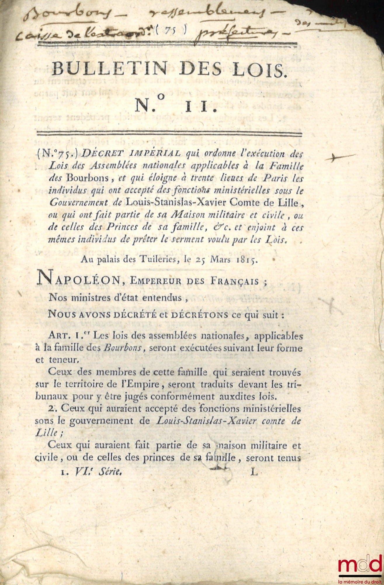 [Rapport de Joseph Laîné, Journal militaire officiel] – ENSEMBLE DE 21 BULLETINS DES LOIS : Le point du jour ou Résultat de ce qui s’est passé la veille à l’Assemblée nationale, n° 617, Suite du rapport concernant les droits à imposer sur les denrées colo