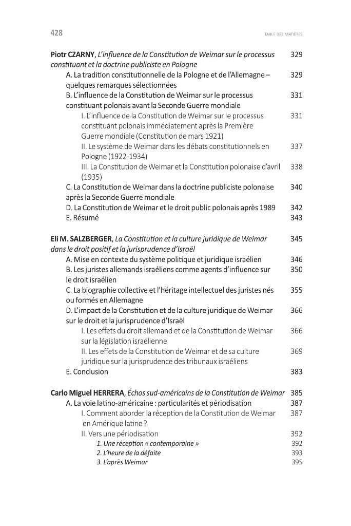 WEIMAR : UNE CONSTITUTION MONDIALE ? Contexte et réception de la Constitution de 1919  Sous la direction de Thomas KLEINLEIN, Traduit en français par Guy Monard et Clothilde Melin,  Préface de Aurore GAILLET